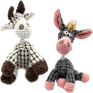 Pet Squeaky Plush Dog Toys with Donkey Shape Durable Dog Toys Chew Toys for Small Medium Large Dog Reduce Separation Anxiety Pack of 2