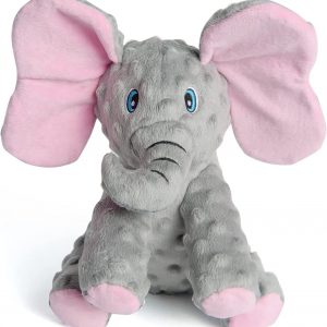 Stuffed Dog Toys Durable Plush Toy with Crinkle Paper Cute Elephant Squeaky Toys/ Chew Toys for Medium Large Breed