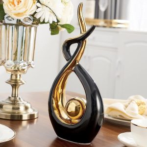 Home Decor Modern Art Ceramic Statue Table Decorations for Living Room Dining Room Coffee Table Centerpiece Shelf Decor - Great Gift Idea 12.2" High (Black, Large)